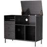 Grain Record Player Stand, Media Console With Speaker Shelf & 2 Drawers