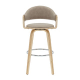 Daxton - Swivel Bar Height Round Back Wood Bar Stool With Faux Leather Seat