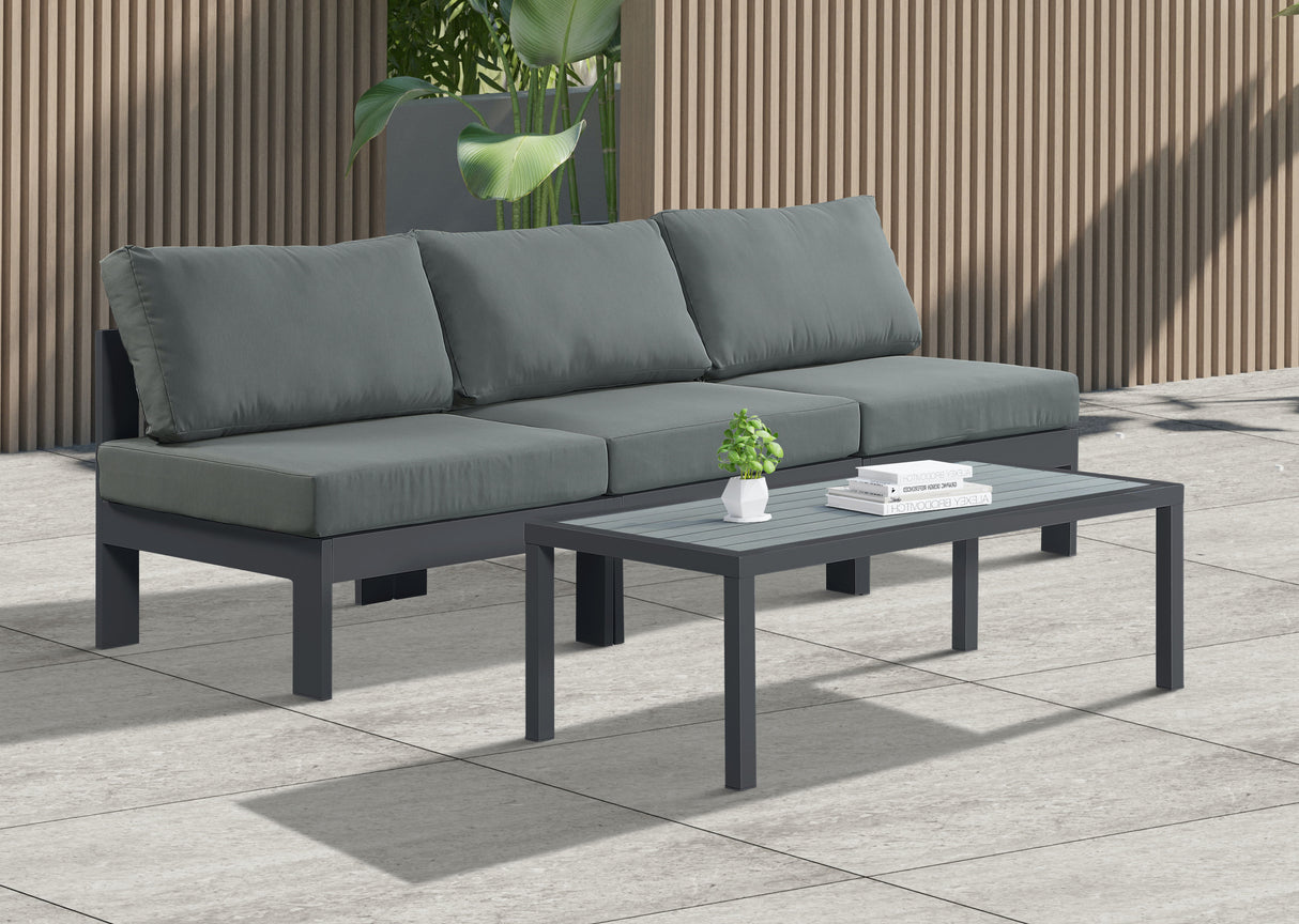 Nizuc - Outdoor Patio 3 Seat Armless Modular Sofa With Gray Frame