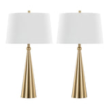 Cone - 30" Table Lamp (Set of 2) - Gold And White Linen