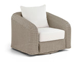Seacrest - Olefin Water Resistant Fabric And Wicker Outdoor Patio Swivel Chair