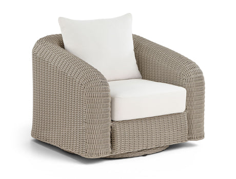 Seacrest - Olefin Water Resistant Fabric And Wicker Outdoor Patio Swivel Chair
