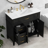 36" Bathroom Vanity With Sink, Freestanding Cabinet With Drawers, 2 Package - Black