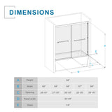 Goodyo - Double Sliding Bathtub Shower Door With Sgcc Clear Tempered Glass