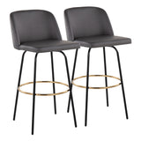 Toriano - 30" Fixed-Height Barstool (Set of 2) - Grey PU