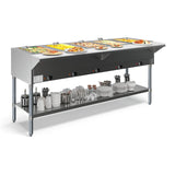Five Pan Open Well Electric Steam Table with Undershelf, 240V, KM-OWS-5.