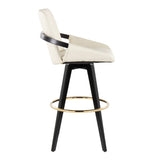 Cosmo - Fixed-Height Barstool (Set of 2) - Black Wood Base, Gold Footrest