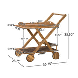 Riviera Bar Cart Stained Mobile With Wheels For Entertaining - Natural Stained