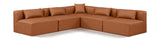 Cube - 5 Piece Modular Corner Armless Sectional - Cognac