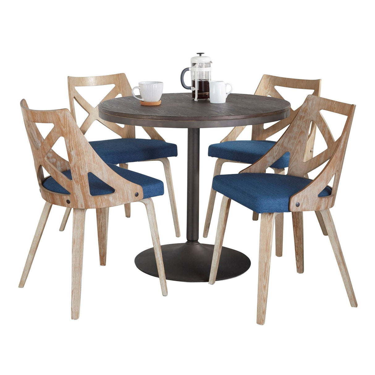 Dakota - Charlotte 5 Piece Dining Set - Antique Metal, Espresso Bamboo