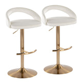 Grotto - Upholstered Adjustable Barstool - Gold Metal Base