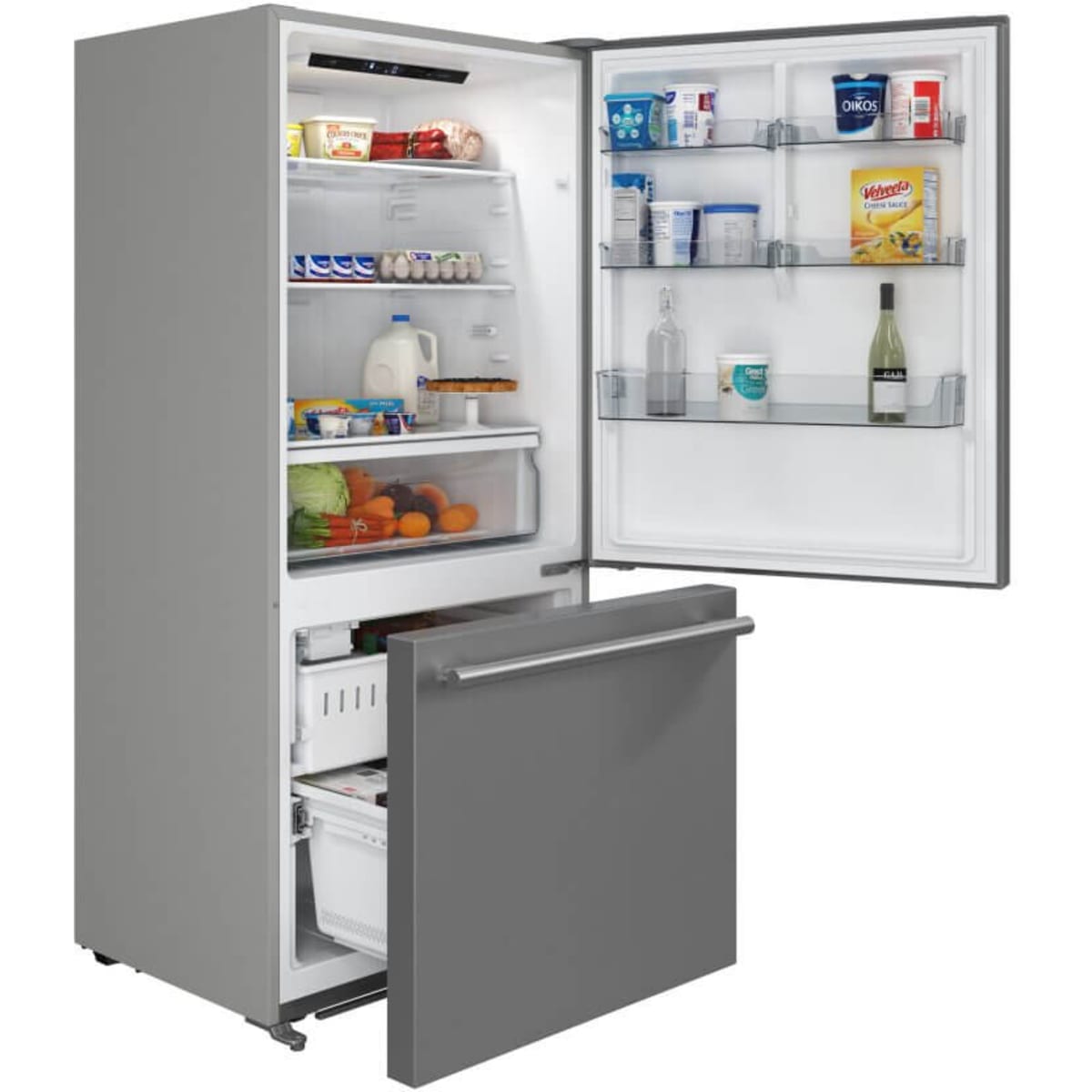 Forno Espresso - Milano FFFFD178631S 31 Inch Freestanding Bottom Mount Refrigerator with 17.2 cu. ft. Total Capacity, Automatic Ice Maker, LED Light, and ENERGY STAR® Certified: Stainless Steel