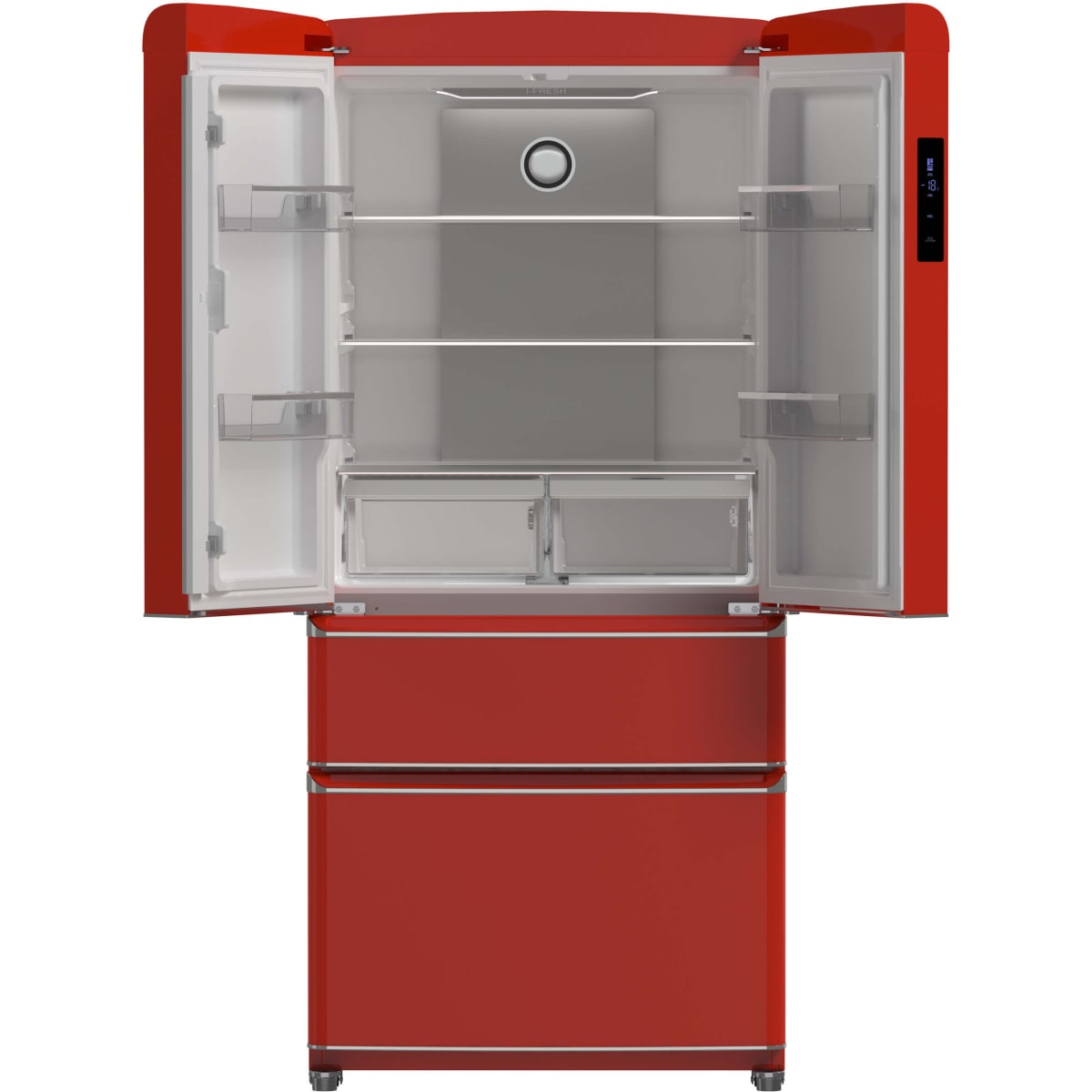 Forno FFFFD179133RED 33 Inch Freestanding 4-Door French Door Refrigerator with 18 cu. ft. Total Capacity, No-Frost Design, and ENERGY STAR® Certified: Red - Handle-Free Design