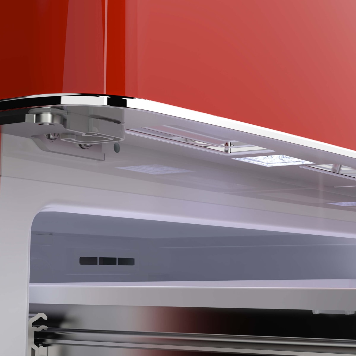 Forno FFFFD179133RED 33 Inch Freestanding 4-Door French Door Refrigerator with 18 cu. ft. Total Capacity, No-Frost Design, and ENERGY STAR® Certified: Red - Handle-Free Design