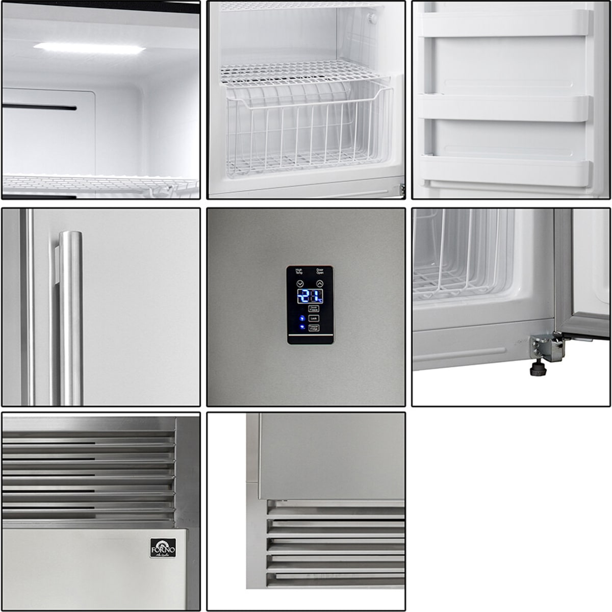 Forno Pro-Style FFFFD193328LS 28 Inch Refrigerator/Freezer Column with 13.8 cu. ft. Capacity, Adjustable Shelves, Electronic Control, Door Open Alarm, and Smudge Resistant: Left Hinge