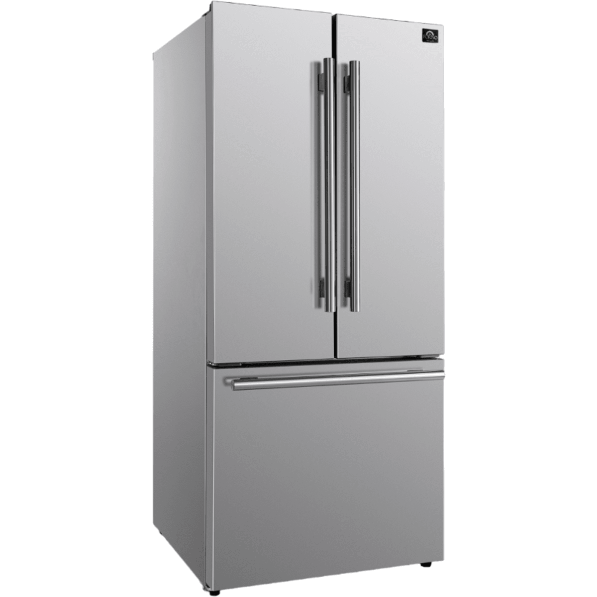 Forno Espresso Gallipoli FFFFD197431SB 30 Inch Freestanding Counter-Depth French Door Refrigerator with 17.48 cu. ft. Total Capacity, Ice Maker, Total Frost-Free Design, and ENERGY STAR® Certified: Stainless Steel