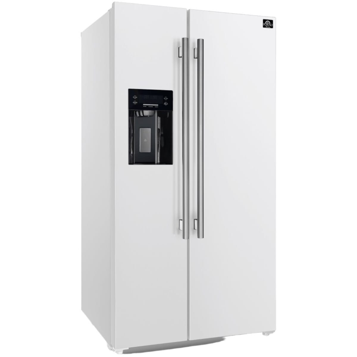 Forno Salerno FFRBI184436WHT 36 Inch Built-In Side by Side Refrigerator with 20 cu. ft. Total Capacity, External Ice/Water Dispenser, and Total Frost-Free Design: White