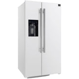 Forno Salerno FFRBI184436WHT 36 Inch Built-In Side by Side Refrigerator with 20 cu. ft. Total Capacity, External Ice/Water Dispenser, and Total Frost-Free Design: White