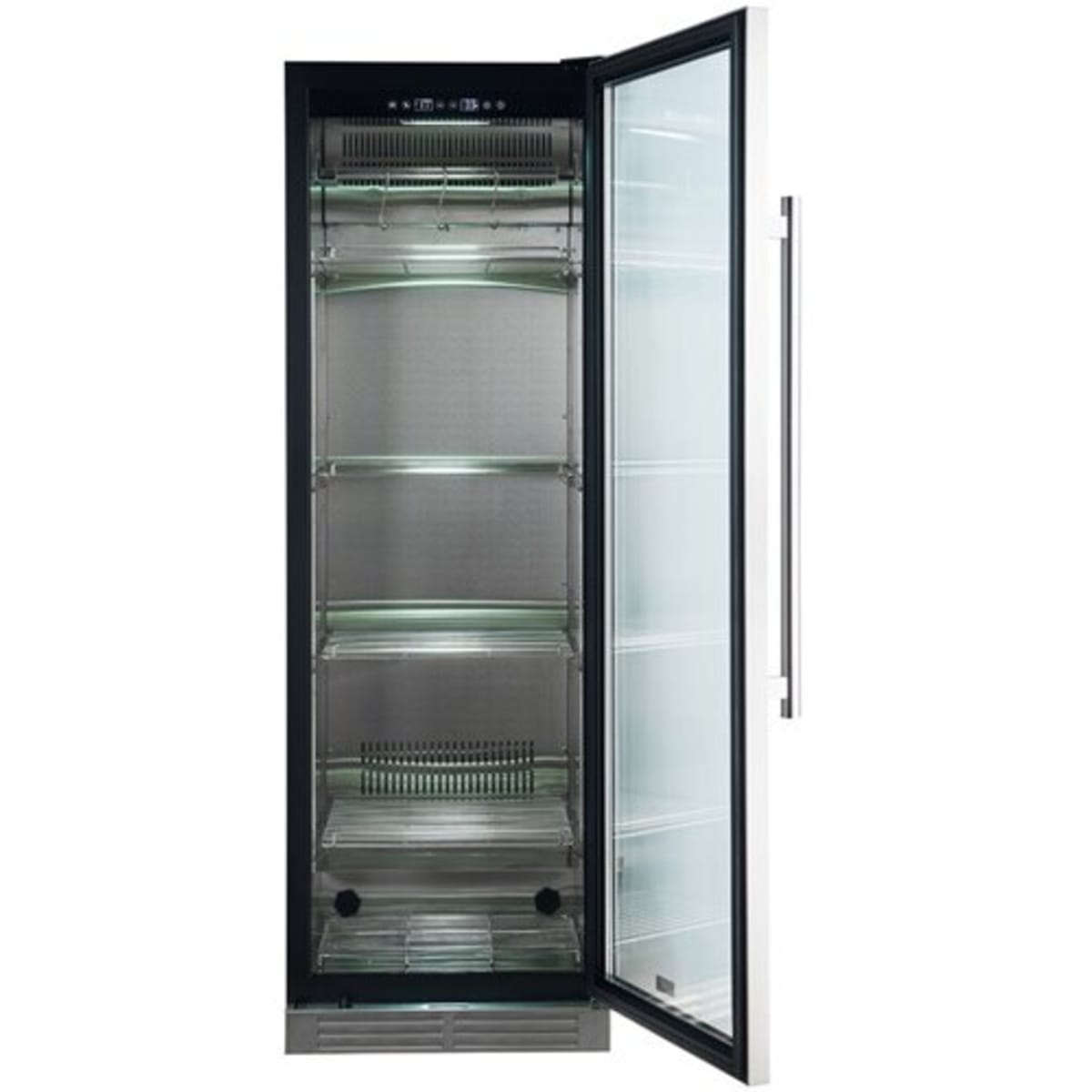 Forno Asciutto FFSDA683324 24 Inch Freestanding/Built-In Dry Aging Cabinet with 14.6 cu. ft. Capacity, Inverter Compressor, Intelligent UVC Sterilization System, Automatic Defrosting, Door Lock & Door Alarm, LED Light Strip and Touch Control Panel