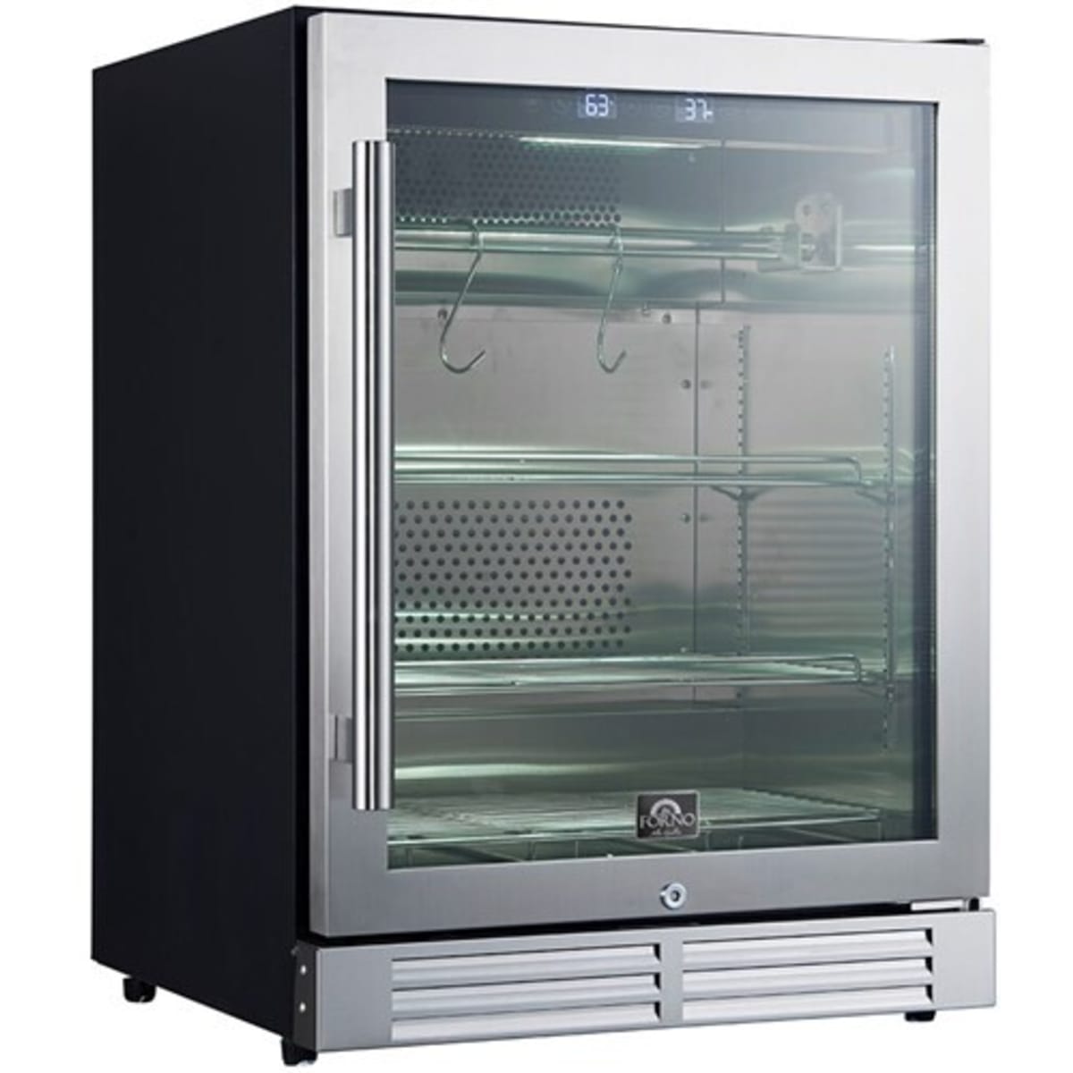 Forno Asciutto FFSDA684024 24 Inch Built-In Under Counter Dry Aging Cabinet with 4.41 cu. ft. Capacity, Inverter Compressor, Intelligent UVC Sterilization System, Door Lock & Door Alarm, LED Light Strip and Touch Control Panel