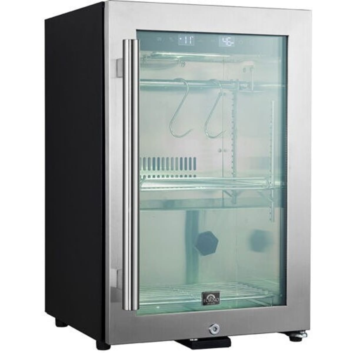 Forno Asciutto FFSDA686417 17 Inch Built-In Under Counter Dry Aging Cabinet with 1.84 cu. ft. Capacity, Intelligent UVC Sterilization System, UV Door Film Protection, Door Lock & Alarm, LED Light Strip and Touch Control Panel