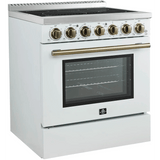 Forno Paolo FFSEL601130WHT 30 Inch Freestanding Electric Range with 5 Radiant Elements, 4.38 cu. ft. Oven Capacity, True Convection Oven, Hot Surface Indicator, Dual-Element Broiler, Smudge-Resistant Finish and Ceramic Glass Surface: White