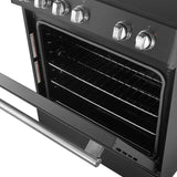 Forno Espresso Leonardo FFSEL601230BLK 30 Inch Slide-In Electric Range with 4 Elements, 5 cu. ft. Oven Capacity, Steam Clean, Convection Oven, 2 Oven Racks, and ADA Compliant: Black