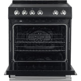 Forno Espresso Leonardo FFSEL601230BLK 30 Inch Slide-In Electric Range with 4 Elements, 5 cu. ft. Oven Capacity, Steam Clean, Convection Oven, 2 Oven Racks, and ADA Compliant: Black