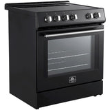 Forno Espresso Leonardo FFSEL601230BLK 30 Inch Slide-In Electric Range with 4 Elements, 5 cu. ft. Oven Capacity, Steam Clean, Convection Oven, 2 Oven Racks, and ADA Compliant: Black