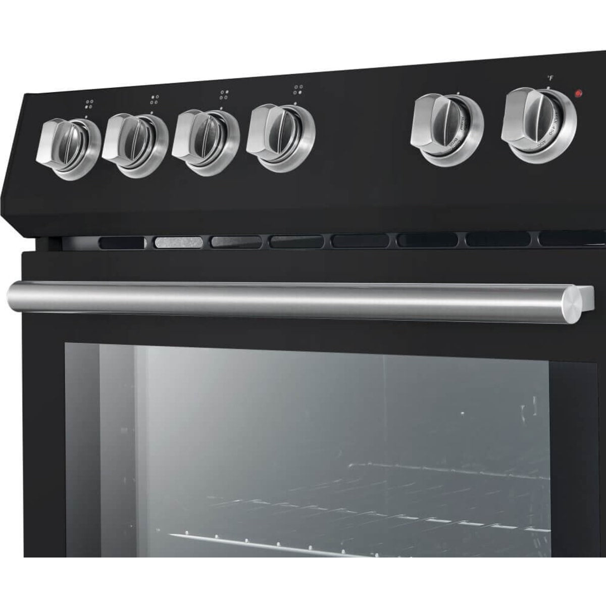Forno Espresso Leonardo FFSEL601230BLK 30 Inch Slide-In Electric Range with 4 Elements, 5 cu. ft. Oven Capacity, Steam Clean, Convection Oven, 2 Oven Racks, and ADA Compliant: Black