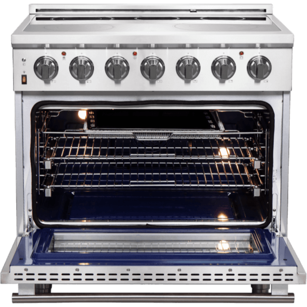 Forno Massimo FFSEL602036 Freestanding Electric Range with 5 Elements, Steam Clean, Ceramic Glass, and 2 Telescopic Oven Racks: 36" Width, 5.36 cu. ft. Oven Capacity