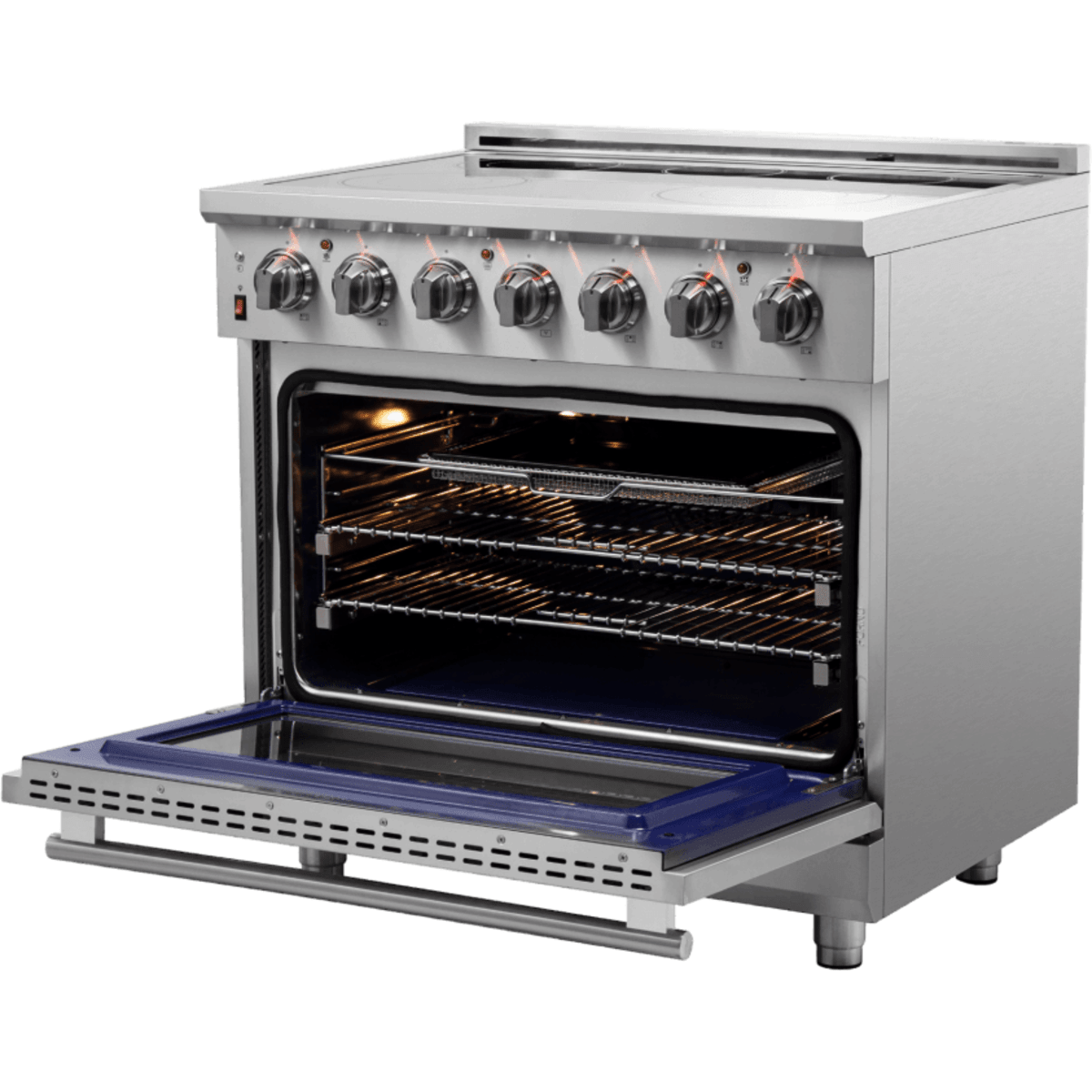 Forno Massimo FFSEL602036 Freestanding Electric Range with 5 Elements, Steam Clean, Ceramic Glass, and 2 Telescopic Oven Racks: 36" Width, 5.36 cu. ft. Oven Capacity