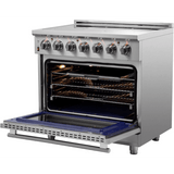 Forno Massimo FFSEL602036 Freestanding Electric Range with 5 Elements, Steam Clean, Ceramic Glass, and 2 Telescopic Oven Racks: 36" Width, 5.36 cu. ft. Oven Capacity