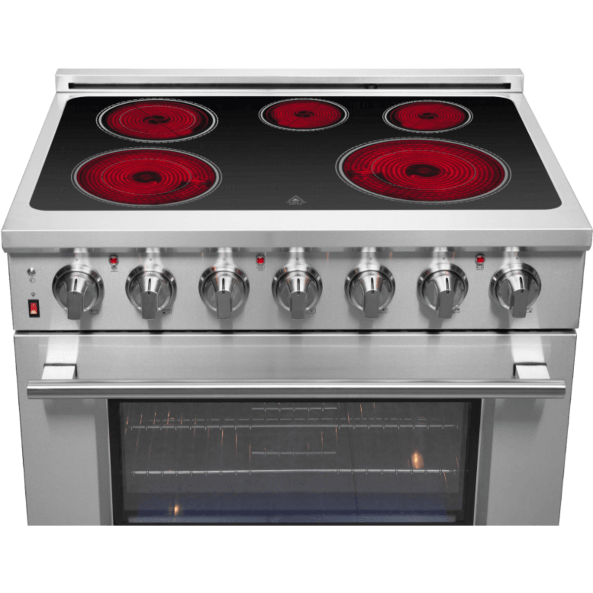 Forno Massimo FFSEL602036 Freestanding Electric Range with 5 Elements, Steam Clean, Ceramic Glass, and 2 Telescopic Oven Racks: 36" Width, 5.36 cu. ft. Oven Capacity