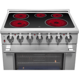 Forno Massimo FFSEL602036 Freestanding Electric Range with 5 Elements, Steam Clean, Ceramic Glass, and 2 Telescopic Oven Racks: 36" Width, 5.36 cu. ft. Oven Capacity