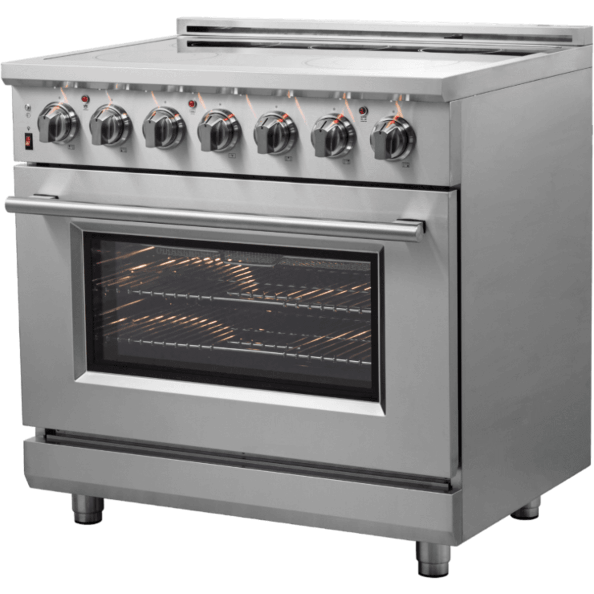 Forno Massimo FFSEL602036 Freestanding Electric Range with 5 Elements, Steam Clean, Ceramic Glass, and 2 Telescopic Oven Racks: 36" Width, 5.36 cu. ft. Oven Capacity