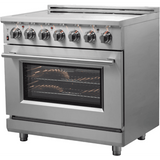 Forno Massimo FFSEL602036 Freestanding Electric Range with 5 Elements, Steam Clean, Ceramic Glass, and 2 Telescopic Oven Racks: 36" Width, 5.36 cu. ft. Oven Capacity