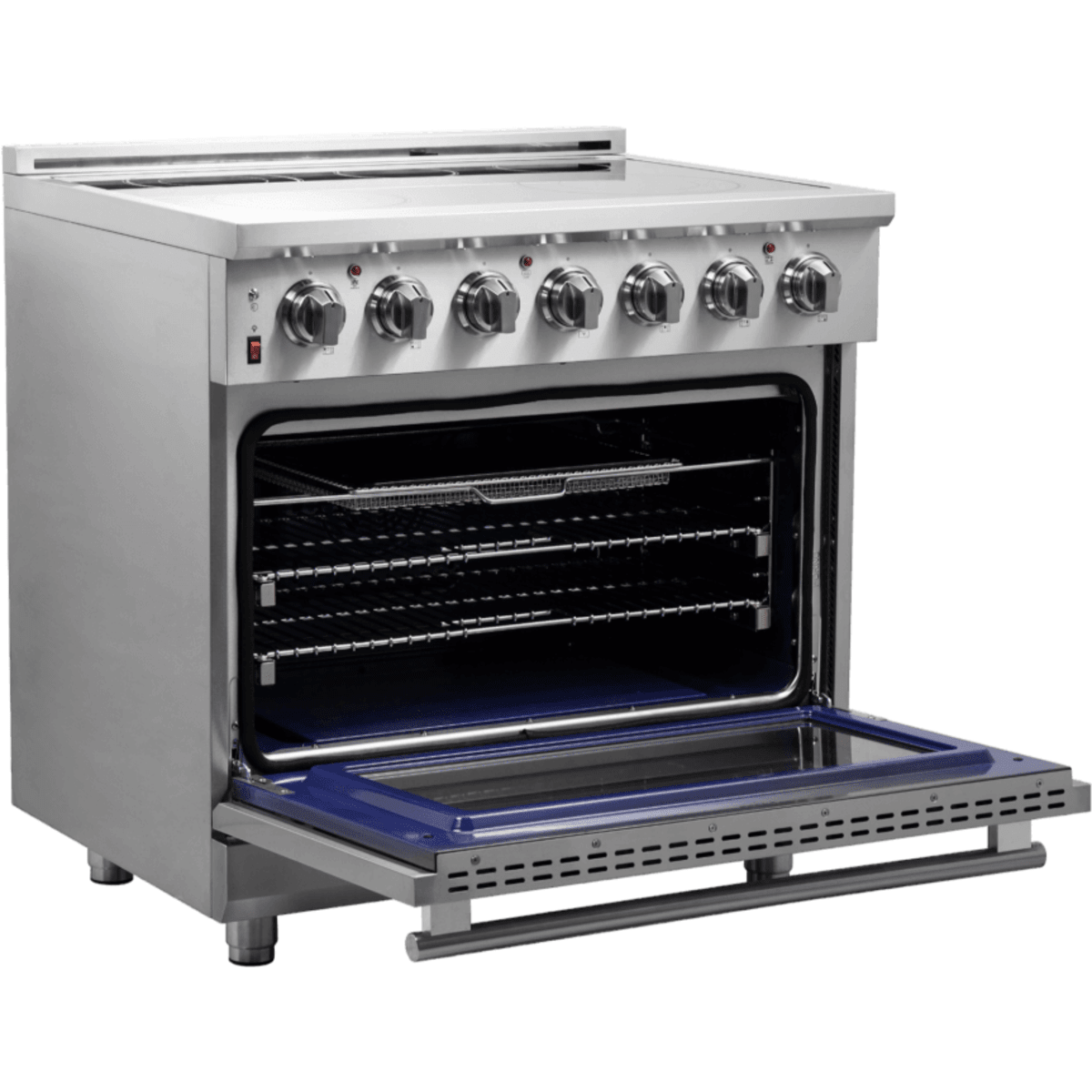 Forno Massimo FFSEL602036 Freestanding Electric Range with 5 Elements, Steam Clean, Ceramic Glass, and 2 Telescopic Oven Racks: 36" Width, 5.36 cu. ft. Oven Capacity
