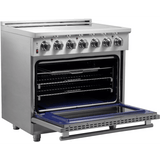 Forno Massimo FFSEL602036 Freestanding Electric Range with 5 Elements, Steam Clean, Ceramic Glass, and 2 Telescopic Oven Racks: 36" Width, 5.36 cu. ft. Oven Capacity