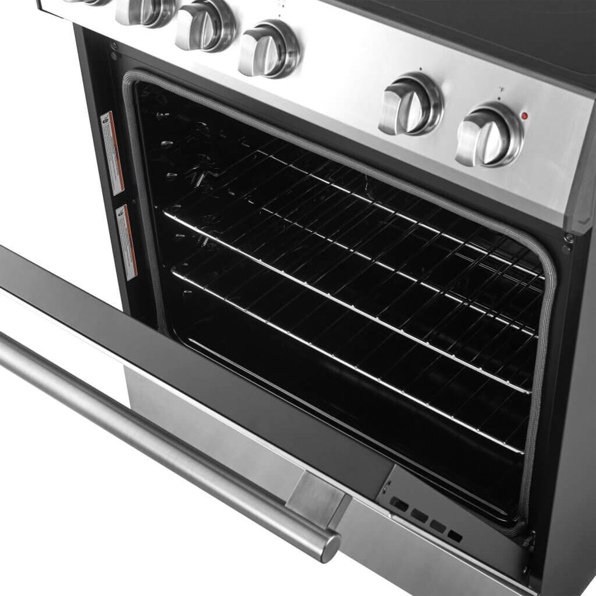 Forno Leonardo Espresso FFSEL602230 30 Inch Slide-In Electric Range with 4 Elements, 5 cu. ft. Oven Capacity, Friction-Resistant Hinges, Ceramic Glass, and Hidden Bake Element: Stainless Steel