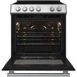 Forno Leonardo Espresso FFSEL602230 30 Inch Slide-In Electric Range with 4 Elements, 5 cu. ft. Oven Capacity, Friction-Resistant Hinges, Ceramic Glass, and Hidden Bake Element: Stainless Steel