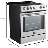 Forno Leonardo Espresso FFSEL602230 30 Inch Slide-In Electric Range with 4 Elements, 5 cu. ft. Oven Capacity, Friction-Resistant Hinges, Ceramic Glass, and Hidden Bake Element: Stainless Steel