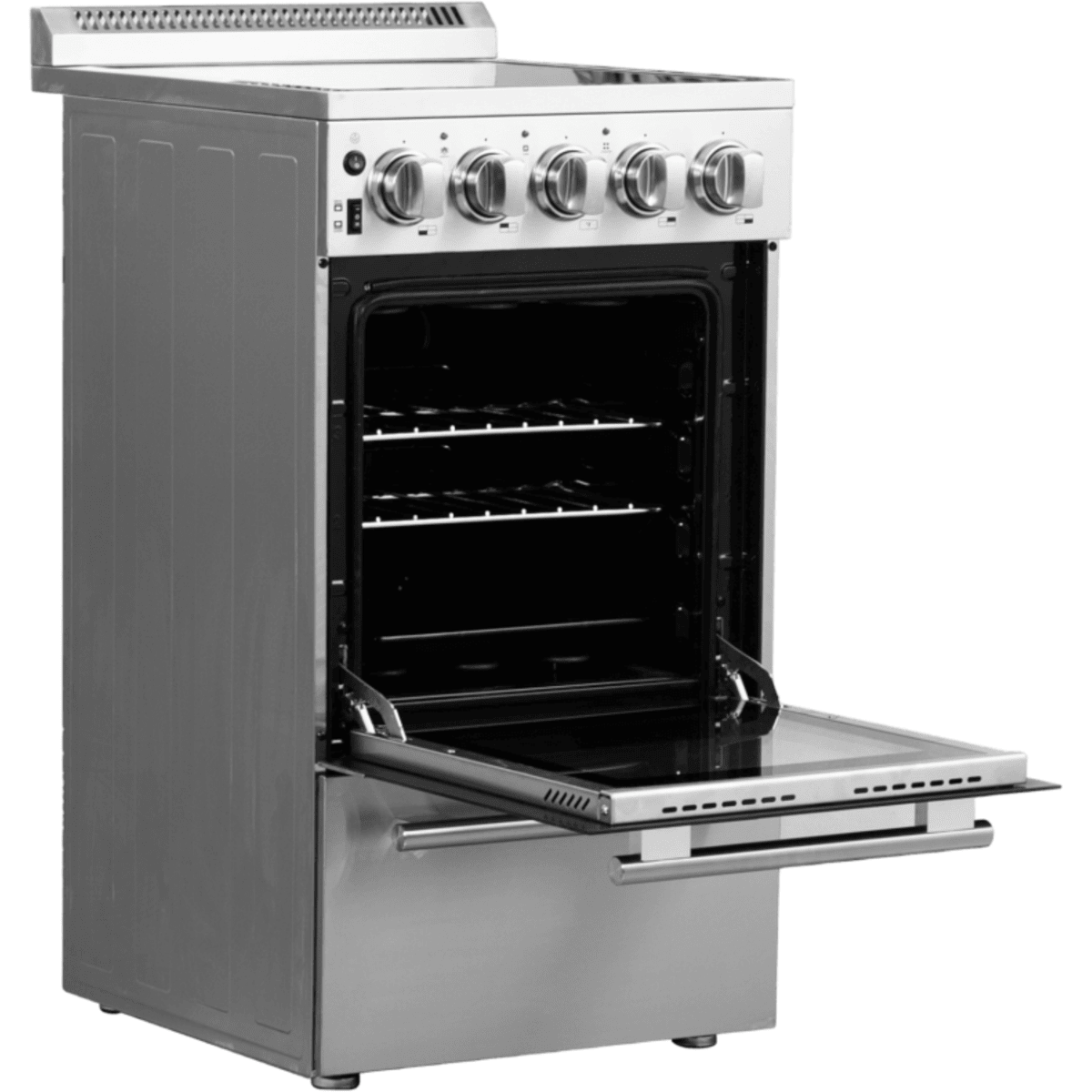 Forno Pallerano FFSEL605220 20 Inch Freestanding Electric Range with 4 Elements, 2.05 cu. ft. Oven Capacity, Storage Drawer, Steam Clean, Ceramic Glass, and Insulated Oven Door