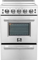 Forno Loiano FFSEL606924 24 Inch Freestanding Electric Range with 4 Elements, 2.3 cu. ft. Oven Capacity, Storage Drawer, Steam Clean, Ceramic Glass, and Insulated Oven Door