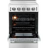 Forno Loiano FFSEL606924 24 Inch Freestanding Electric Range with 4 Elements, 2.3 cu. ft. Oven Capacity, Storage Drawer, Steam Clean, Ceramic Glass, and Insulated Oven Door