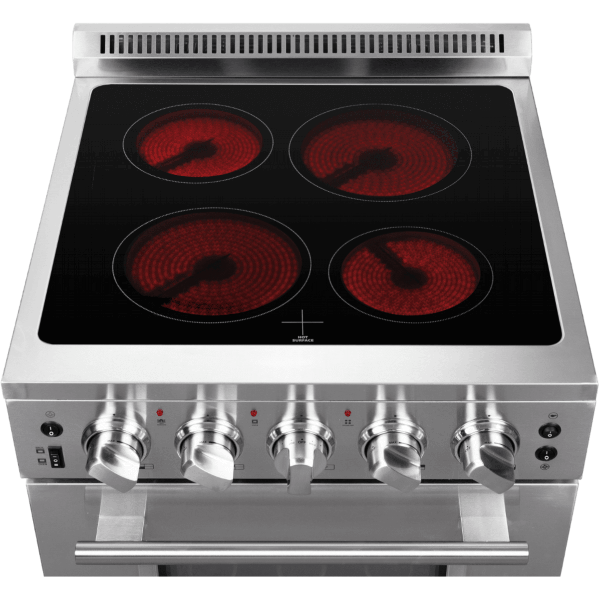 Forno Loiano FFSEL606924 24 Inch Freestanding Electric Range with 4 Elements, 2.3 cu. ft. Oven Capacity, Storage Drawer, Steam Clean, Ceramic Glass, and Insulated Oven Door