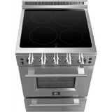 Forno Loiano FFSEL606924 24 Inch Freestanding Electric Range with 4 Elements, 2.3 cu. ft. Oven Capacity, Storage Drawer, Steam Clean, Ceramic Glass, and Insulated Oven Door
