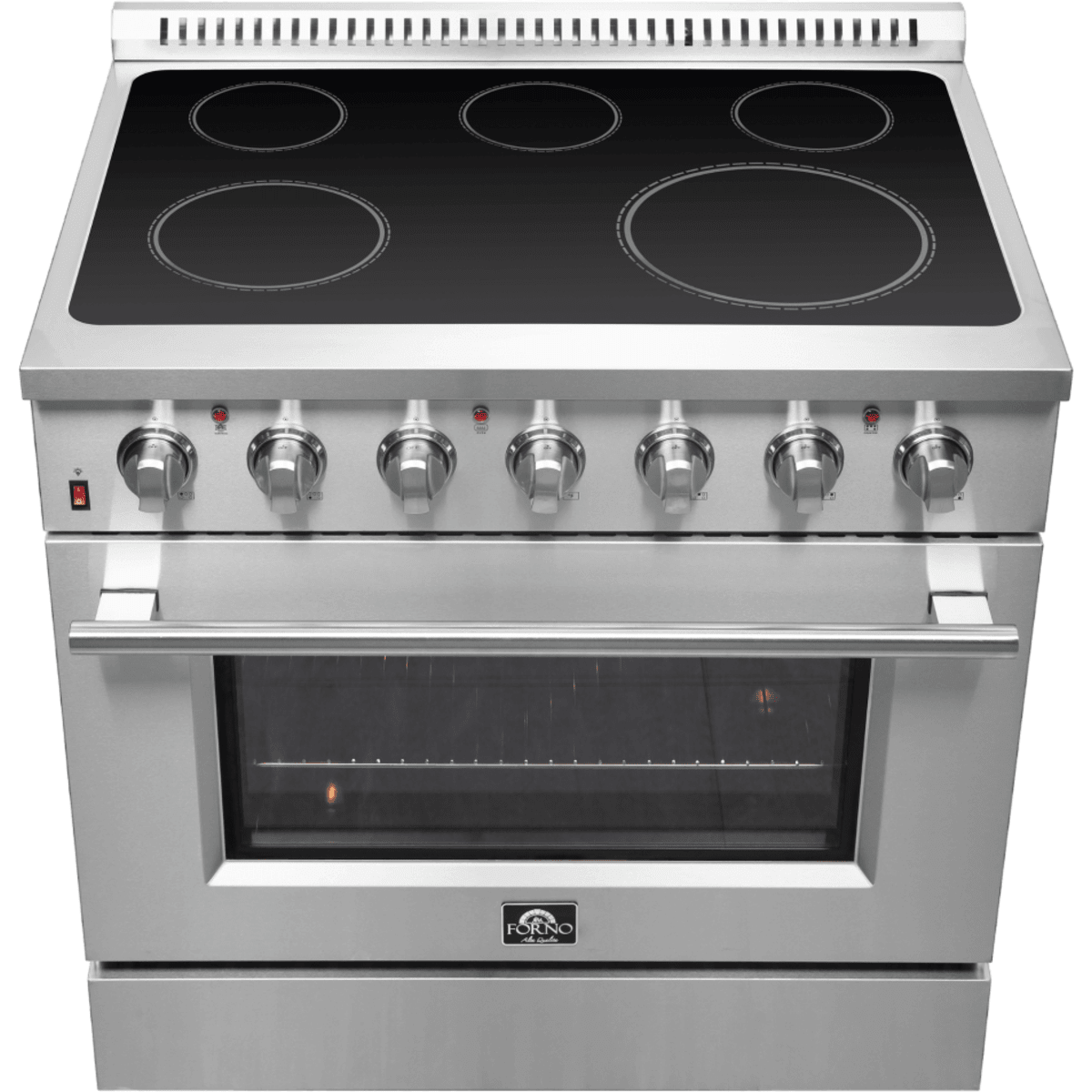 Forno Galiano FFSEL608336 Freestanding Electric Range with Steam Clean, Ceramic Glass, Convection Oven, and Insulated Oven Door: 36" Width, 5 Elements, 5.36 cu. ft. Oven Capacity