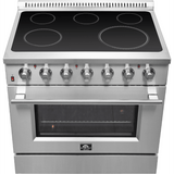 Forno Galiano FFSEL608336 Freestanding Electric Range with Steam Clean, Ceramic Glass, Convection Oven, and Insulated Oven Door: 36" Width, 5 Elements, 5.36 cu. ft. Oven Capacity