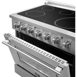 Forno Galiano FFSEL608336 Freestanding Electric Range with Steam Clean, Ceramic Glass, Convection Oven, and Insulated Oven Door: 36" Width, 5 Elements, 5.36 cu. ft. Oven Capacity